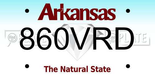 860VRD Arkansas License Plate