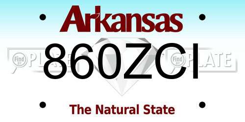 860ZCI Arkansas License Plate