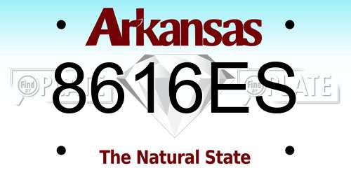 8616ES Arkansas License Plate