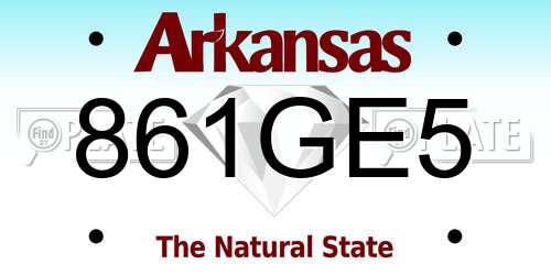 861GE5 Arkansas License Plate