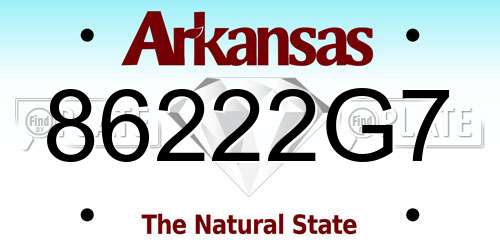 86222G7 Arkansas License Plate