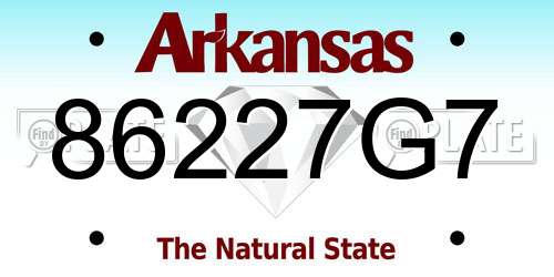 86227G7 Arkansas License Plate