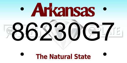 86230G7 Arkansas License Plate