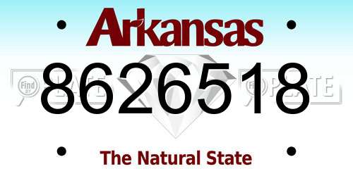 8626518 Arkansas License Plate