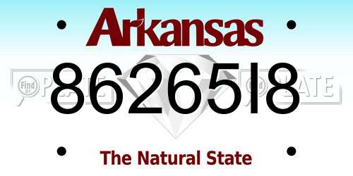 86265I8 Arkansas License Plate