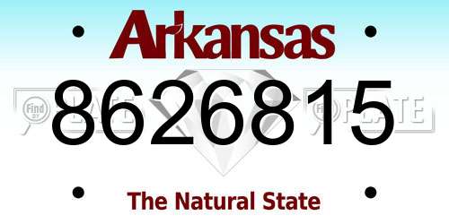 8626815 Arkansas License Plate