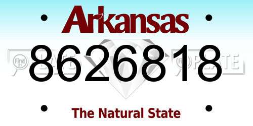 8626818 Arkansas License Plate