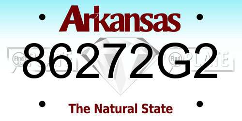 86272G2 Arkansas License Plate
