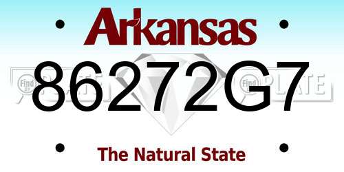 86272G7 Arkansas License Plate