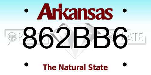 862BB6 Arkansas License Plate
