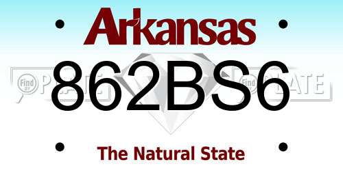 862BS6 Arkansas License Plate