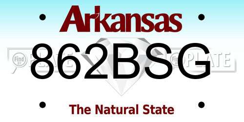 862BSG Arkansas License Plate