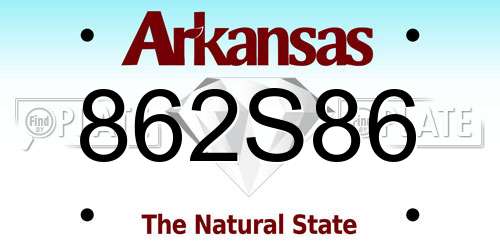 862S86 Arkansas License Plate