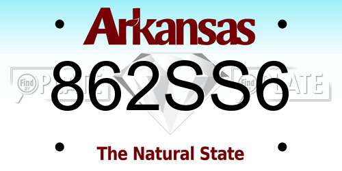 862SS6 Arkansas License Plate