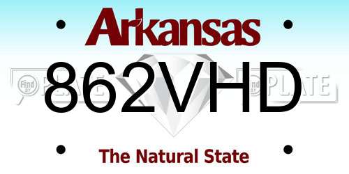 862VHD Arkansas License Plate