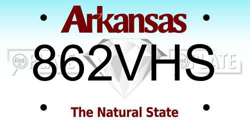 862VHS Arkansas License Plate