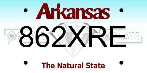 862XRE Arkansas License Plate