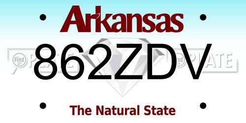 862ZDV Arkansas License Plate
