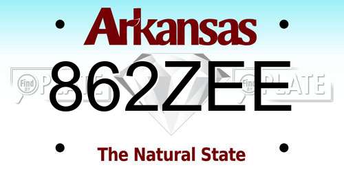 862ZEE Arkansas License Plate