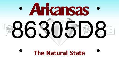 86305D8 Arkansas License Plate
