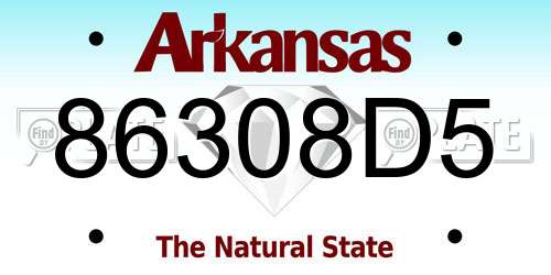 86308D5 Arkansas License Plate