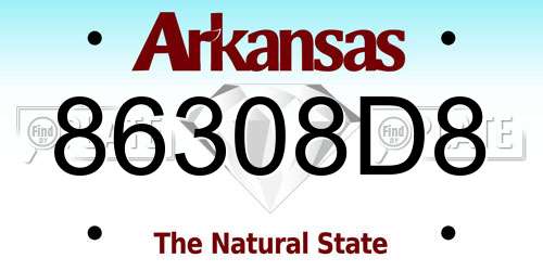 86308D8 Arkansas License Plate