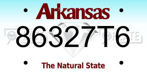 86327T6 Arkansas License Plate