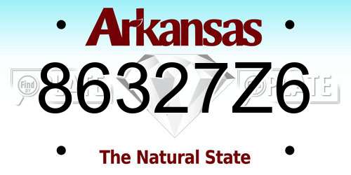 86327Z6 Arkansas License Plate