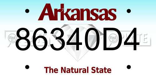 86340D4 Arkansas License Plate