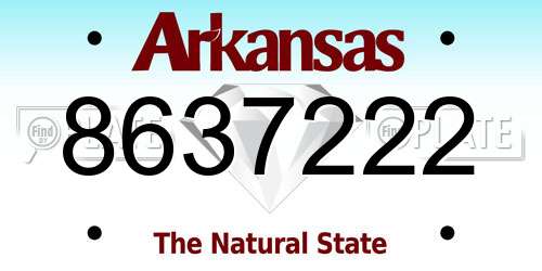 8637222 Arkansas License Plate