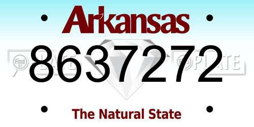 8637272 Arkansas License Plate