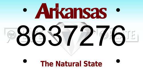 8637276 Arkansas License Plate