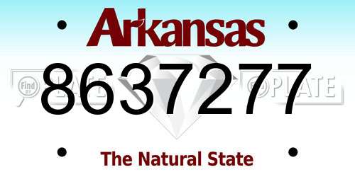 8637277 Arkansas License Plate
