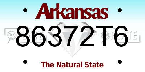 86372T6 Arkansas License Plate