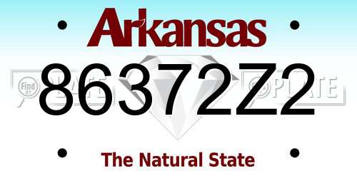 86372Z2 Arkansas License Plate