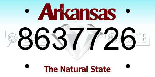 8637726 Arkansas License Plate