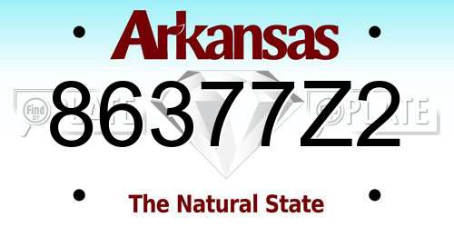 86377Z2 Arkansas License Plate