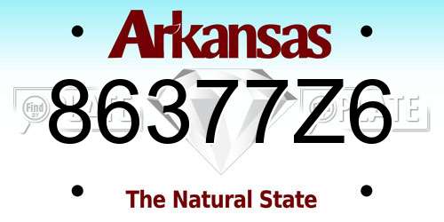 86377Z6 Arkansas License Plate