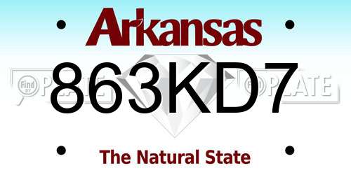 863KD7 Arkansas License Plate