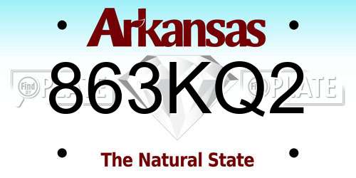 863KQ2 Arkansas License Plate