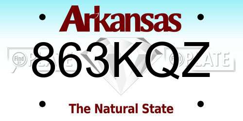 863KQZ Arkansas License Plate
