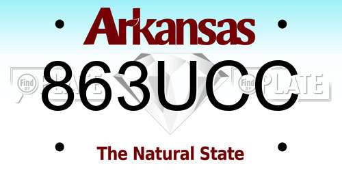 863UCC Arkansas License Plate