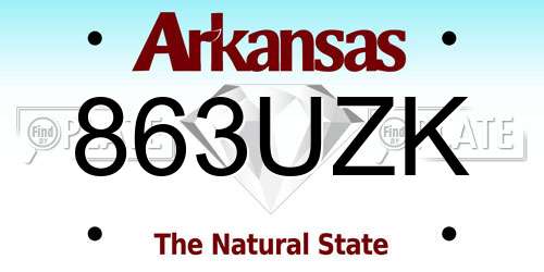 863UZK Arkansas License Plate