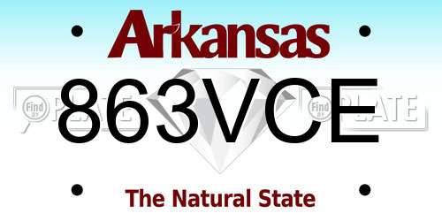 863VCE Arkansas License Plate