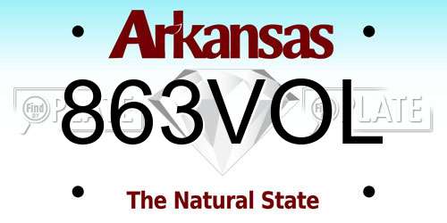 863VOL Arkansas License Plate