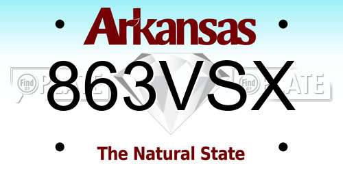 863VSX Arkansas License Plate