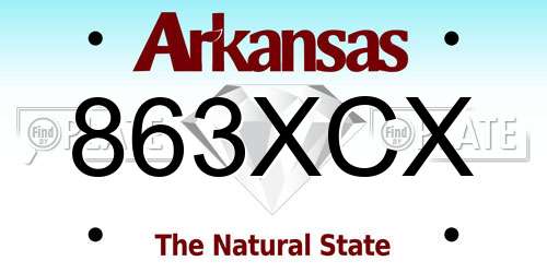 863XCX Arkansas License Plate