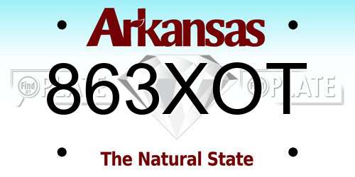 863XOT Arkansas License Plate