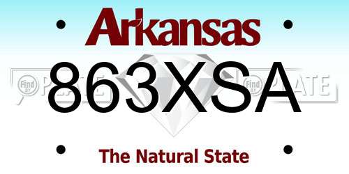 863XSA Arkansas License Plate