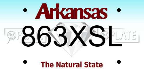 863XSL Arkansas License Plate
